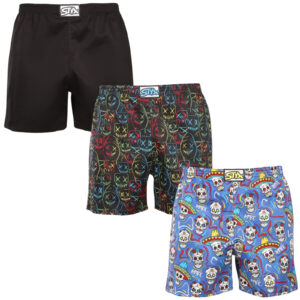 3PACK pánské trenky na spaní Styx vícebarevné (3DTP09036) L