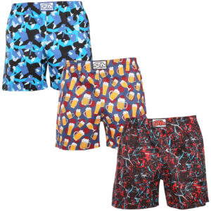 3PACK pánské trenky na spaní Styx vícebarevné (3DTP18458) L