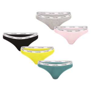 5PACK dámská tanga Calvin Klein vícebarevné (QD5221E-WAD) M