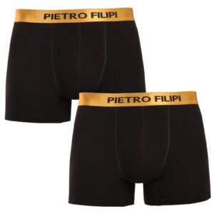 2PACK pánské boxerky Pietro Filipi černé Metalic gold (2PBMS1) 5XL
