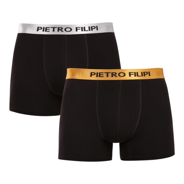 2PACK pánské boxerky Pietro Filipi černé Metalic mix (2PBMS3) 5XL