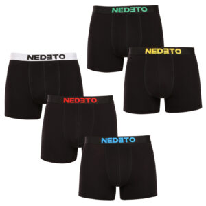 5PACK pánské boxerky Nedeto černé (5NBC2) 5XL