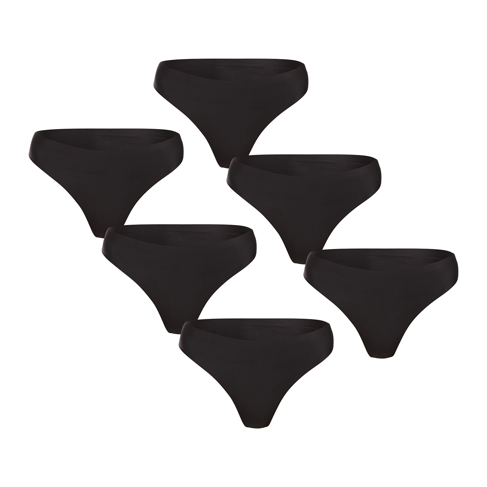 6PACK dámská tanga Gaubert bezešvá černá (GBTW-954) L/XL