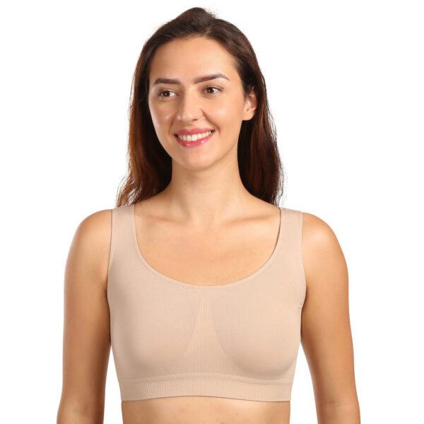 Dámská podprsenka Moravec bezešvá béžová (Sport top) S/M