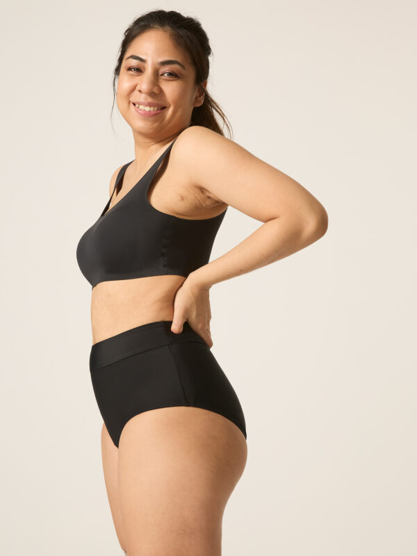 Menstruační plavky Modibodi Hi-Waist Bikini Brief Light-Moderate černé spodní díl (SWSBHKLMBLAW) 3XL