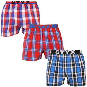 3PACK pánské trenky Styx sportovní guma vícebarevné (3B110709) L