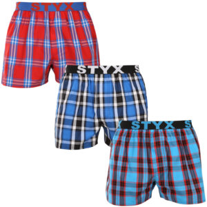 3PACK pánské trenky Styx sportovní guma vícebarevné (3B110810) L