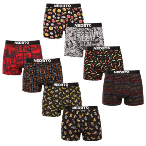 8PACK pánské boxerky Nedeto vícebarevné (8NBV2) M