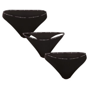 3PACK dámské kalhotky a tanga Tommy Hilfiger černé (UW0UW05756 0V2) M