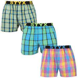 3PACK pánské trenky Styx sportovní guma vícebarevné (3B110103) L