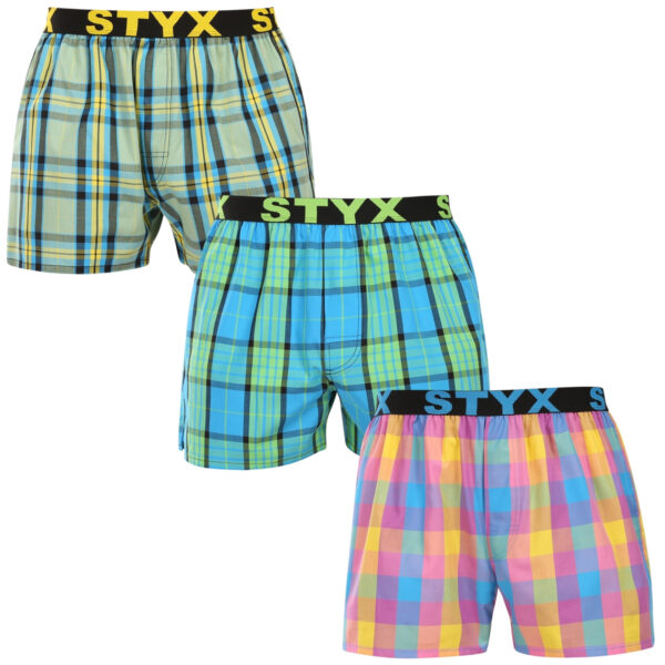 3PACK pánské trenky Styx sportovní guma vícebarevné (3B110103) L