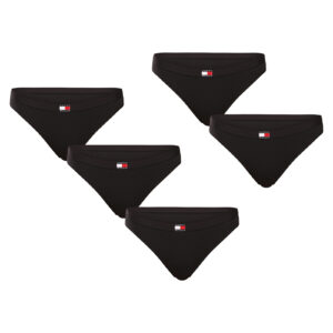 5PACK dámská tanga Tommy Hilfiger černá (UW0UW05642 0W3) M