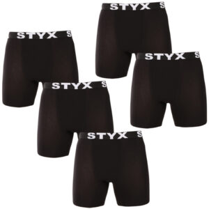 5PACK pánské boxerky Styx long sportovní guma černé (5UN960) L