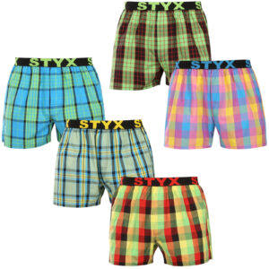 5PACK pánské trenky Styx sportovní guma vícebarevné (5B110105) S