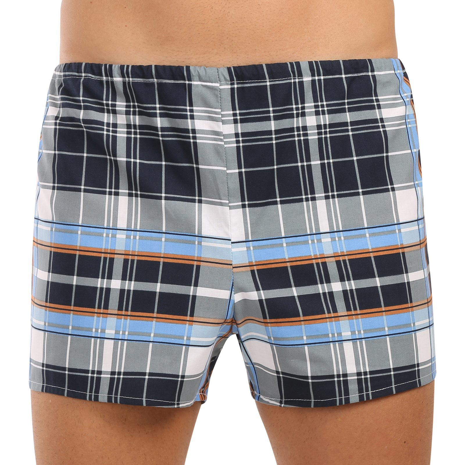 Klasické pánské trenky Foltýn vícebarevné kostky extra nadrozměr (KN85) 7XL