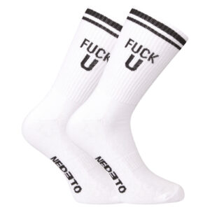 Ponožky Nedeto sportovní vysoké Fxck U bílé (1NOBT9) L