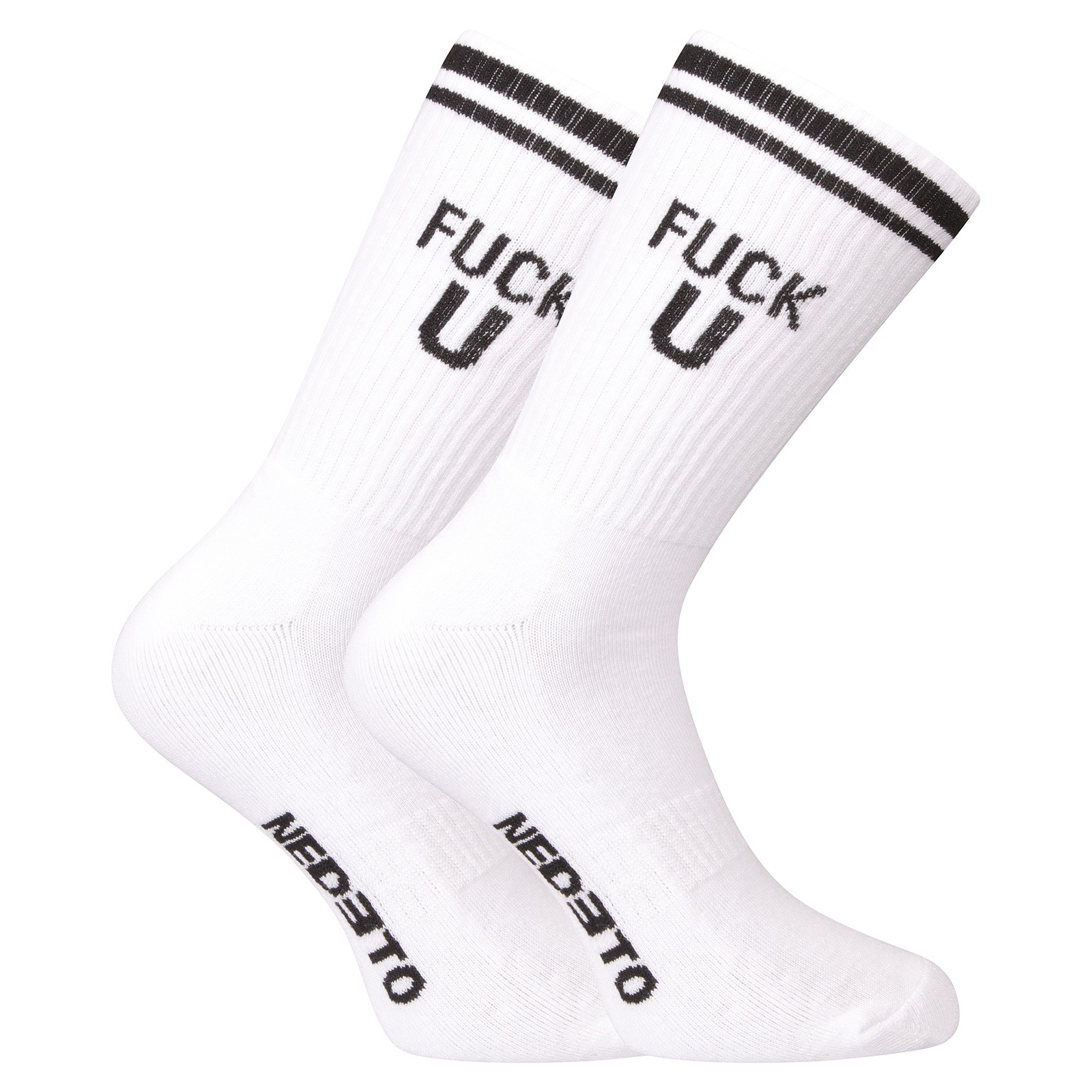 Ponožky Nedeto sportovní vysoké Fxck U bílé (1NOBT9) L
