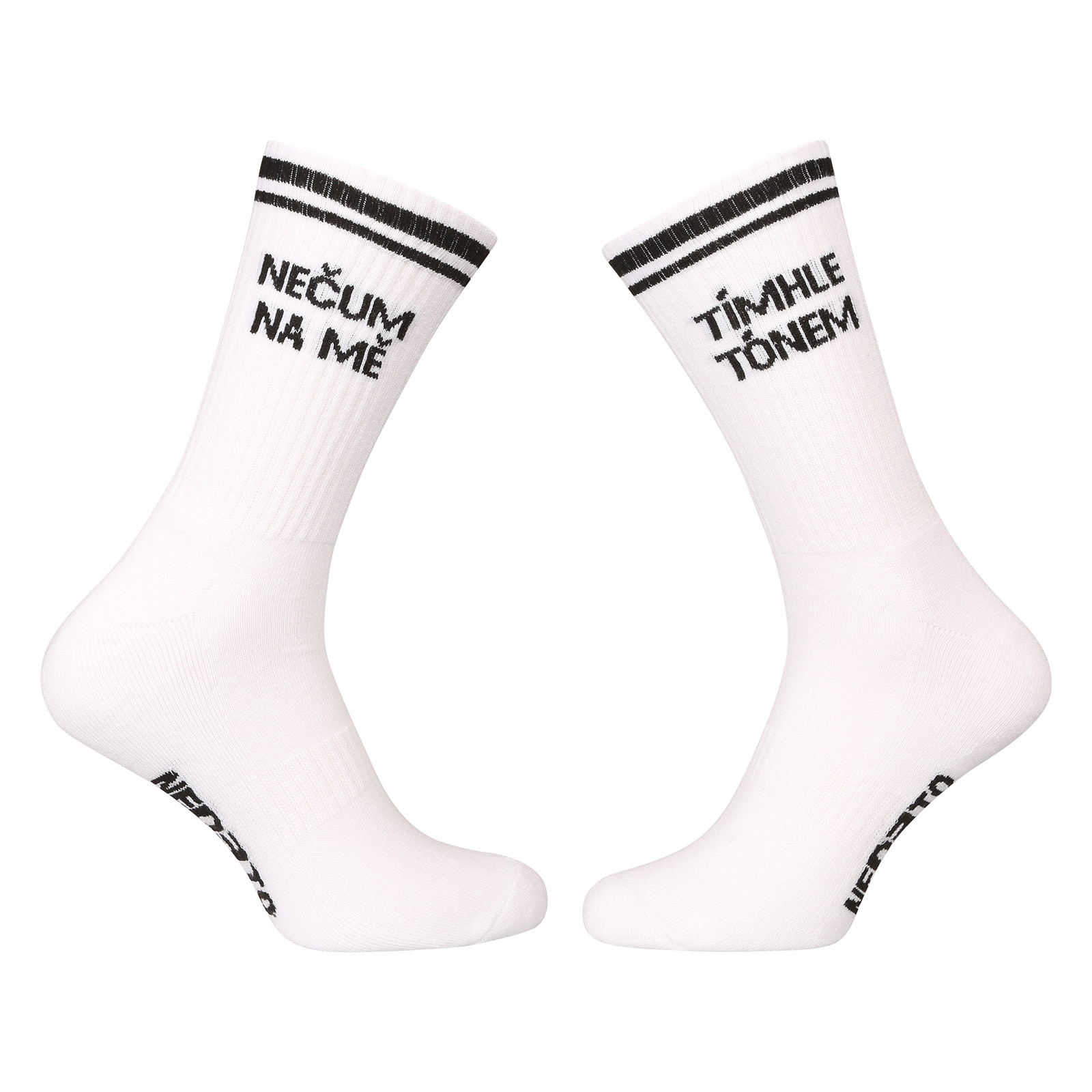 Ponožky Nedeto sportovní vysoké Nečum na mě bílé (1NOBT8) L