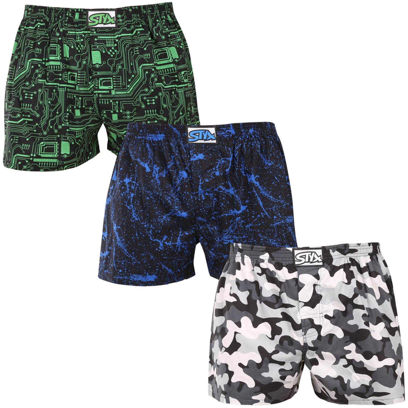 3PACK pánské trenky Styx art klasická guma vícebarevné (3A19234) L