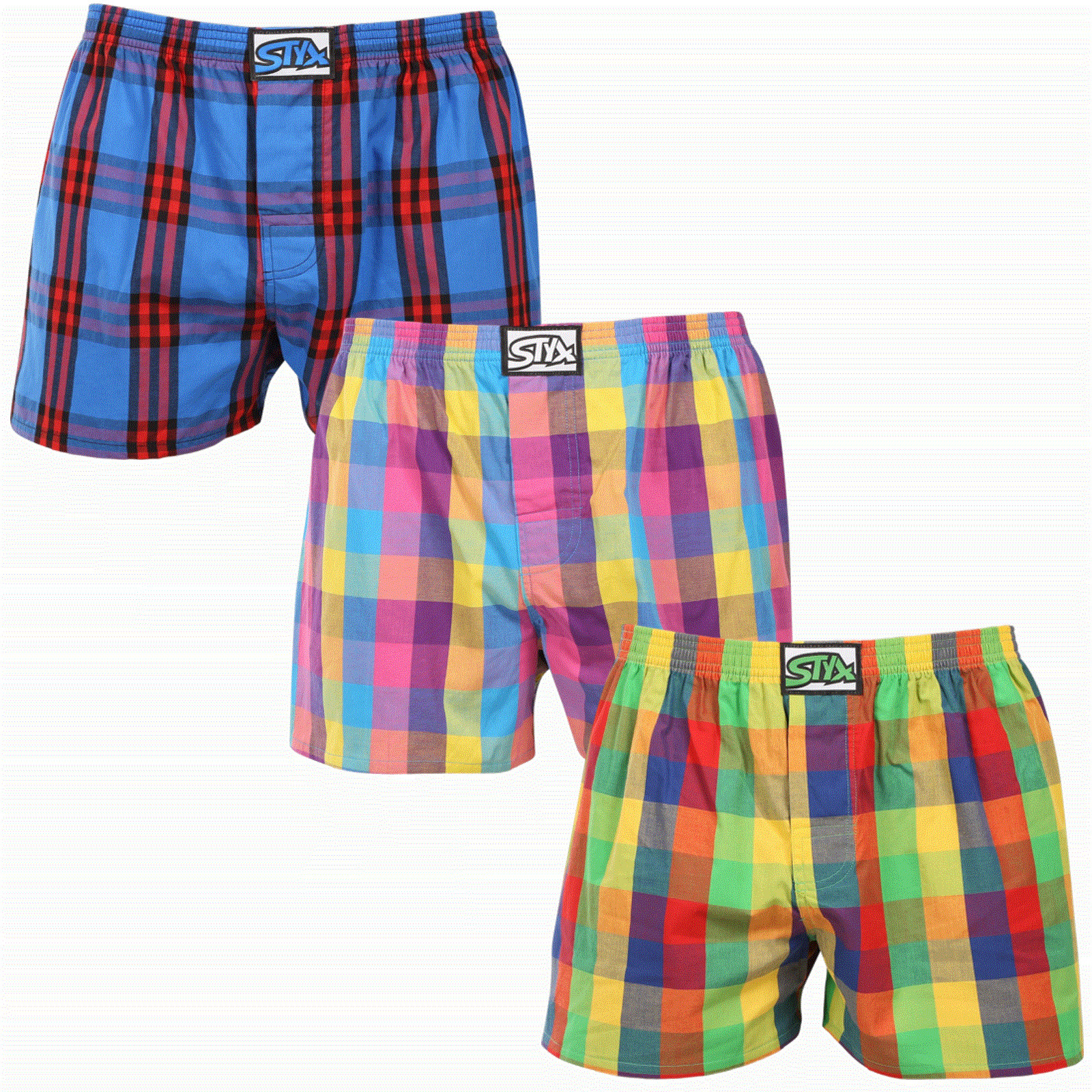 3PACK pánské trenky Styx klasická guma nadrozměr vícebarevné (3E010205) 3XL