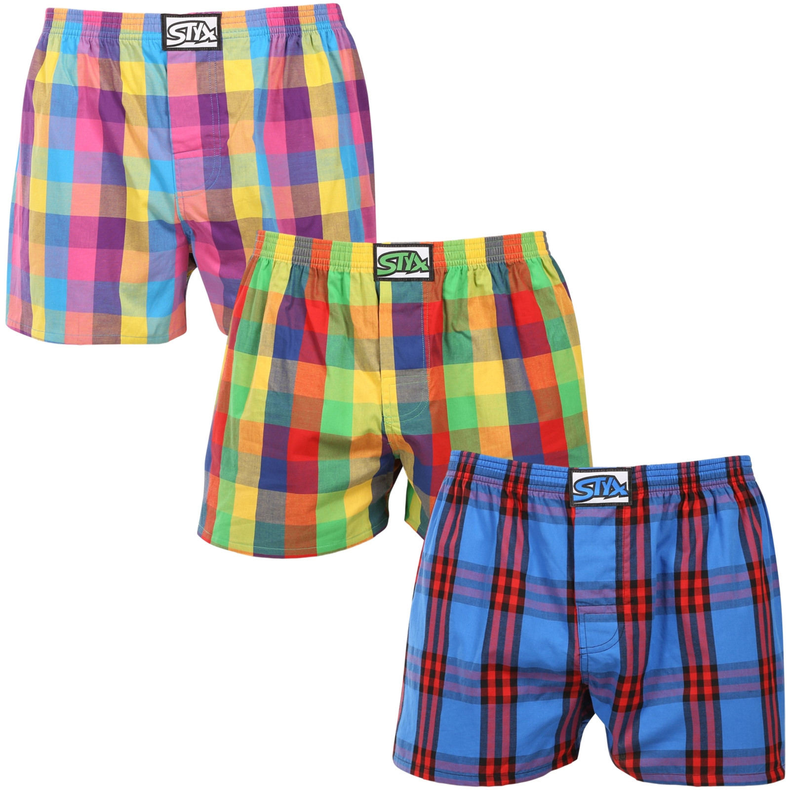 3PACK pánské trenky Styx klasická guma vícebarevné (3A010205) L