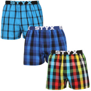 3PACK pánské trenky Styx sportovní guma vícebarevné (3B010106) L