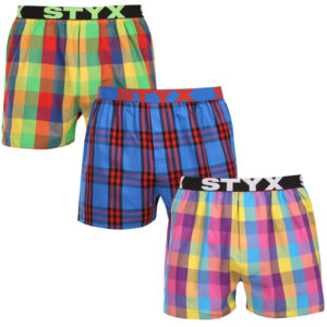 3PACK pánské trenky Styx sportovní guma vícebarevné (3B010205) L
