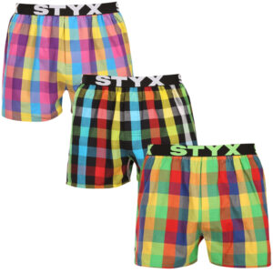 3PACK pánské trenky Styx sportovní guma vícebarevné (3B010406) L