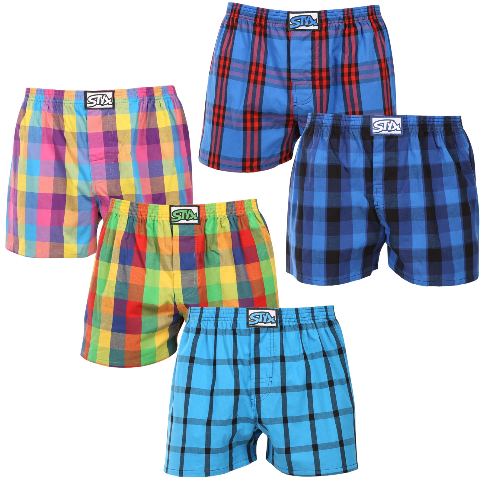 5PACK pánské trenky Styx klasická guma nadrozměr vícebarevné (5E0112345) 3XL