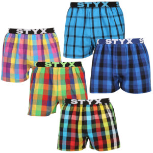 5PACK pánské trenky Styx sportovní guma vícebarevné (5B0113456) L