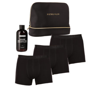 Pánská dárková kosmetická taštička 3PACK boxerky a sprchový gel Pietro Filipi (5PJTBP1) L