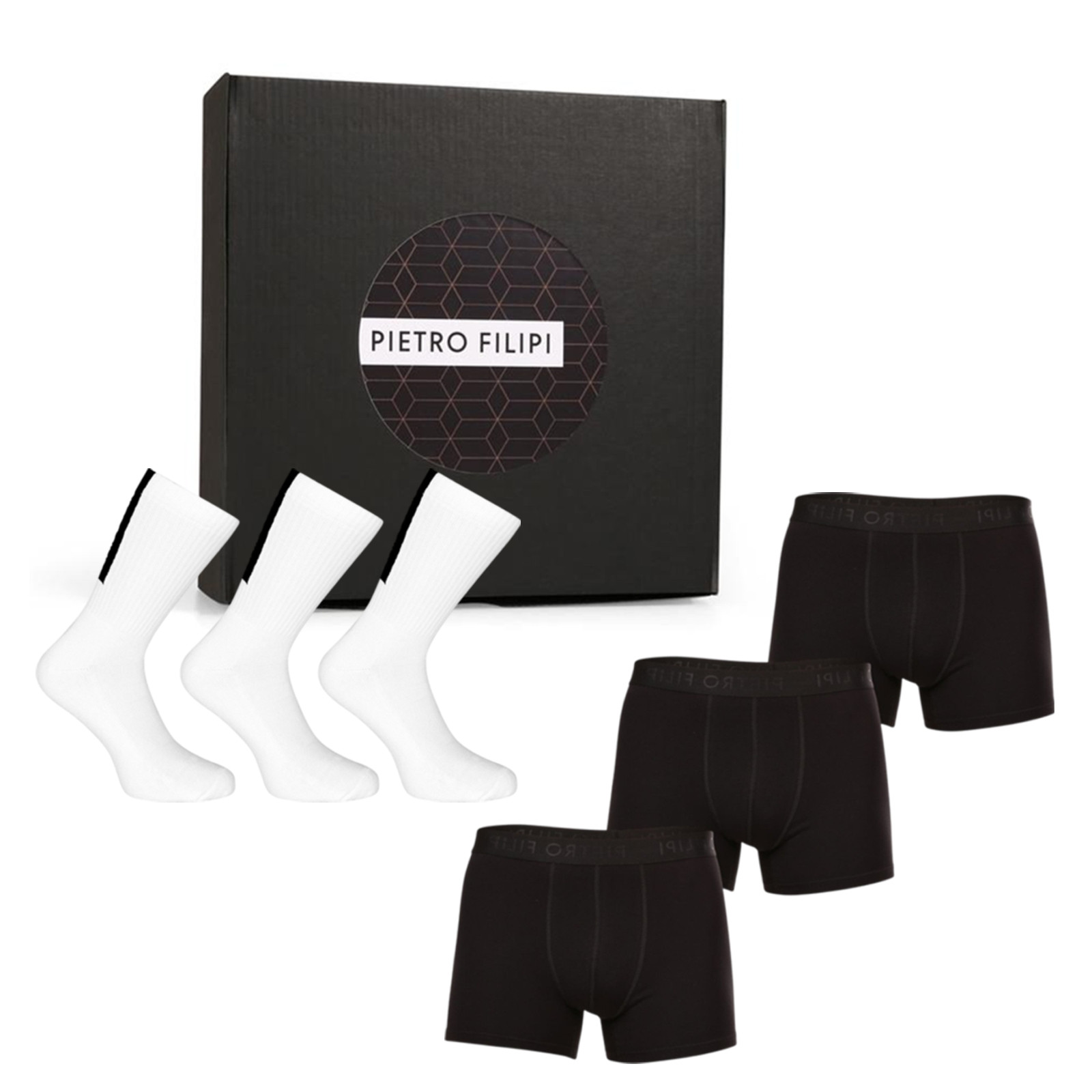 Pánská dárková sada 3PACK boxerky a 3PACK sportovní ponožky Pietro Filipi (6PBOV1) L