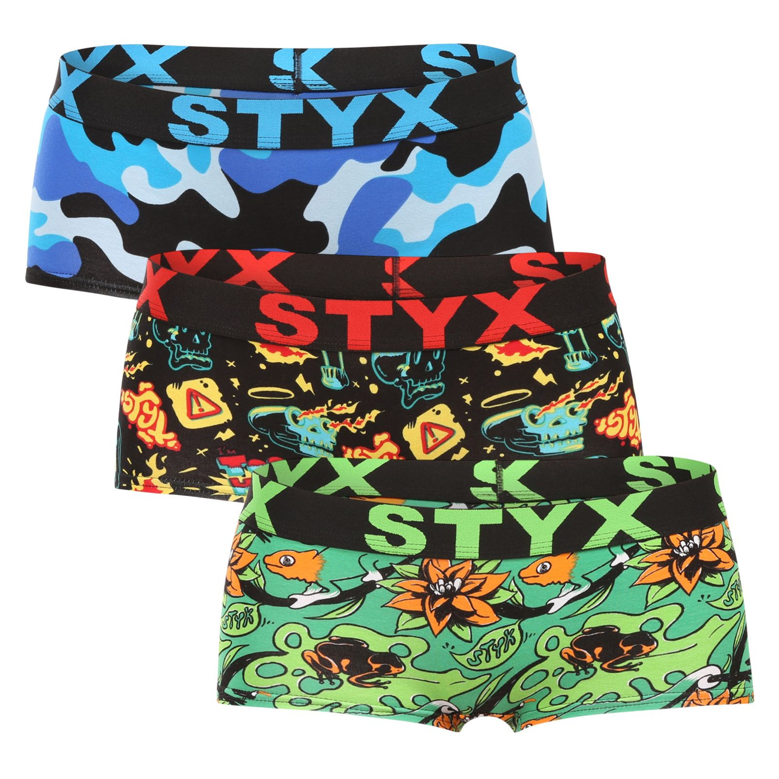 3PACK dámské kalhotky Styx art s nohavičkou vícebarevné (3IN14870) S