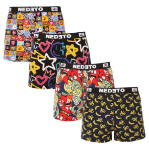 4PACK pánské trenky Nedeto vícebarevné (4NGV03) XXL