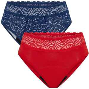 2PACK menstruační kalhotky Modibodi Sensual Hi-Waist Bikini Moderate Holiday Gifting (MKMSHWBMHG) 6XL