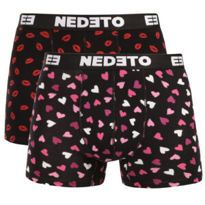 2PACK pánské boxerky Nedeto Kiss and Hearts  vícebarevné (2NBVL01) M