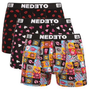 3PACK pánské boxerky Nedeto Valentýn vícebarevné (3NBVL01) M