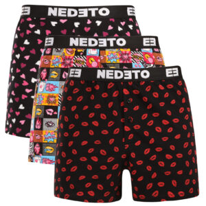 3PACK pánské trenky Nedeto Valentýn vícebarevné (3NGVL01) 3XL