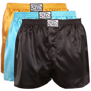 3PACK pánské trenky Styx klasická guma saténové vícebarevné (3C06507) S