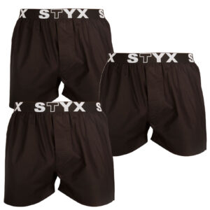 3PACK pánské trenky Styx sportovní guma černé (3B960) L