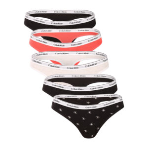 5PACK dámská tanga Calvin Klein vícebarevná (QD5221-3IX) M