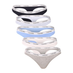 5PACK dámská tanga Calvin Klein vícebarevná (QD5221-3KV) XL