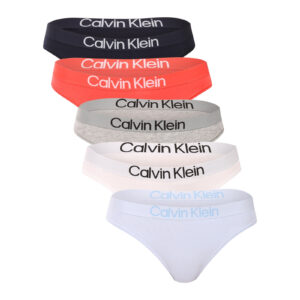 5PACK dámská tanga Calvin Klein vícebarevná (QD5331-3B0) XL