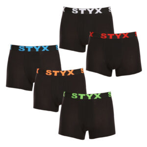 5PACK pánské boxerky Styx sportovní guma černé (5G9602) S