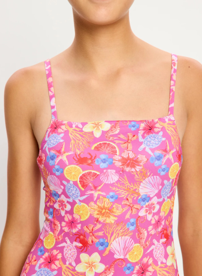 Dívčí menstruační plavky Modibodi Marine Dream Teen Swimwear One Piece Light Tropicana Crush jednodílné (DMPMMDTSOPLTCJ) 10-12 let