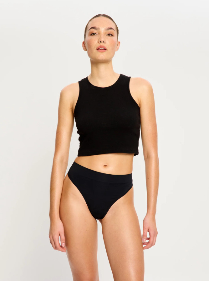 Menstruační tanga Modibodi Modicomfort Seamless Hi Waist Thong Light Black (MTMMSHWTLTB) M - Obrázek 2