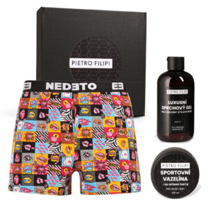 Pánská dárková sada trenky Nedeto a kosmetika Pietro Filipi (2NPGP1Z1L) L