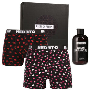 Pánská dárková sada trenky a boxerky Nedeto a sprchový gel Pietro Filipi (3NPGBP1L) L