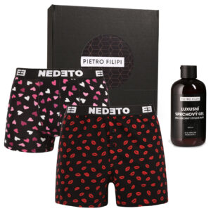 Pánská dárková sada trenky a boxerky Nedeto a sprchový gel Pietro Filipi (3NPGBP1L/1) L