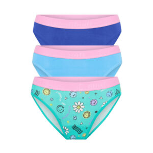 3PACK dívčí kalhotky a menstruační kalhotky Modibodi Smileyworld Teen Hipster Bikini (3DKMKMSTHB) 14-16 let